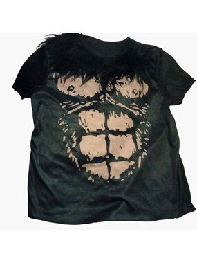 Gorilla Costume T Shirt Faux Fur Collar Abs Design Halloween Adult Size Medium